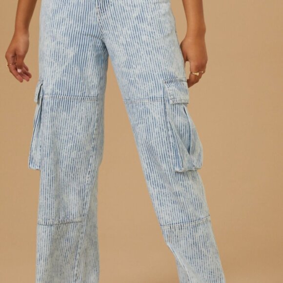 Altard State Blue Pinstripe Cargo Pants - Picture 4 of 6